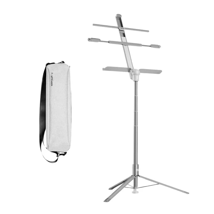 KraftGeek Bravo Collapsible Music Stand Kit with Bag/Light/Phone and Tablet Mount (Black or white)